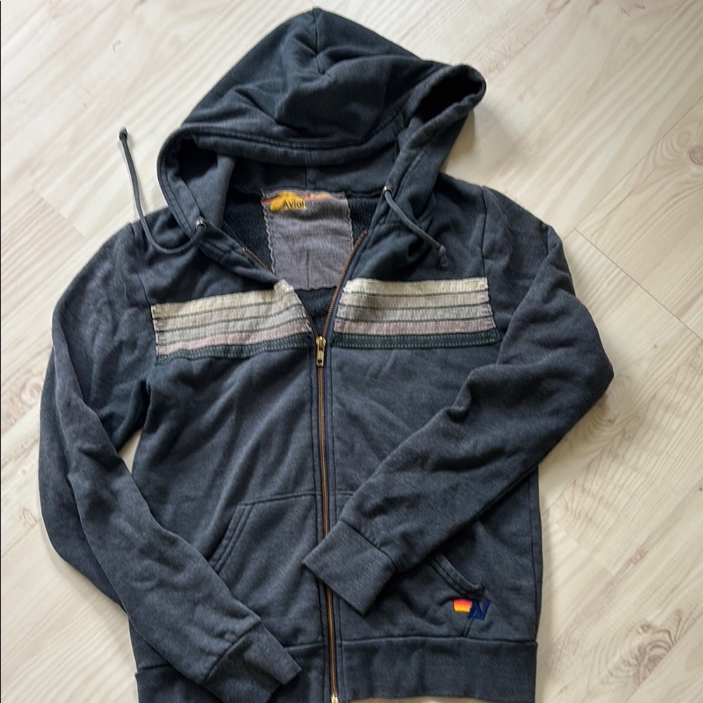 Gray Hooded Zip-Up aviator nation